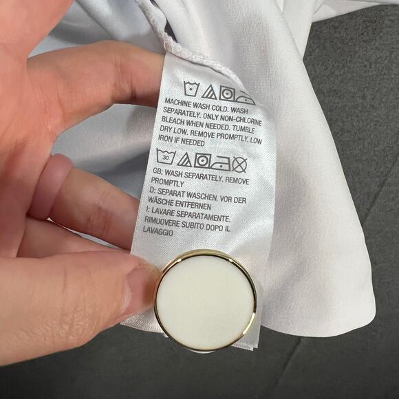 GRAVER Susan Graver LK Fusion 3/4 Sly Cutaway Hem Blazer White Size Medium - Picture 10 of 11